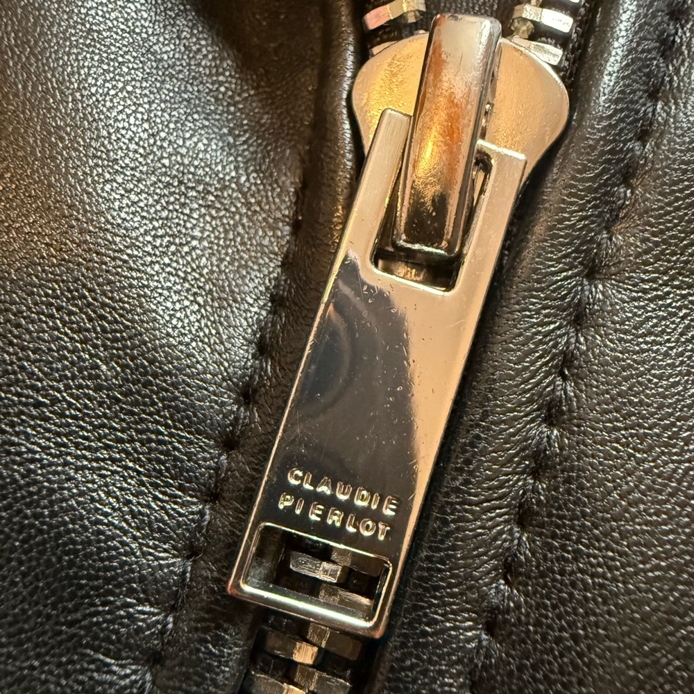 Claudie Pierlot Women's Black Leather Biker Jacket - Picture 3 of 9
